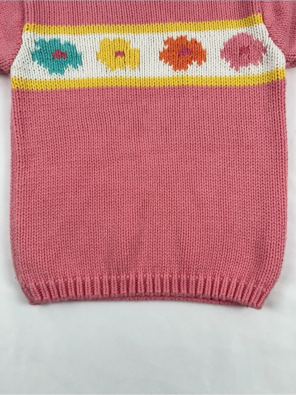 Gymboree 1998 Pink Cotton Flower Knit Vintage Sweater 3-4 M